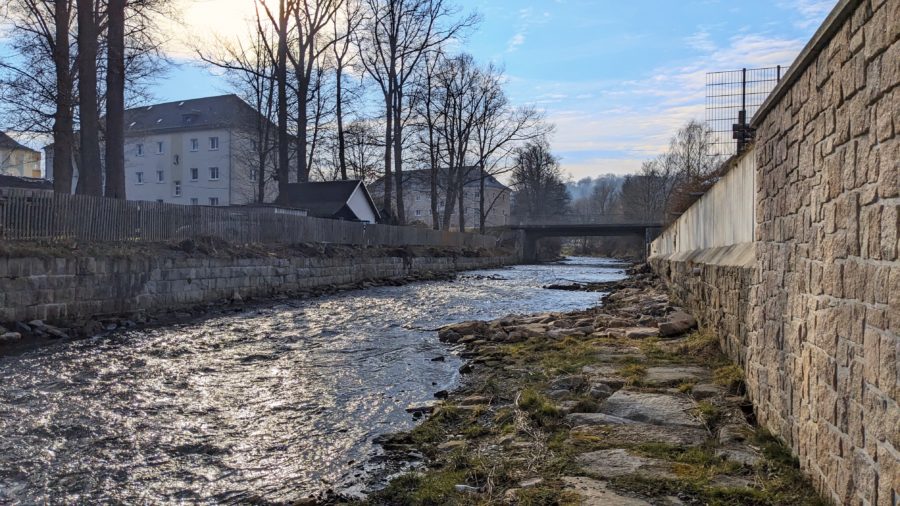2025 Zusammenfluss Schwarzwasser und Mittweida in Schwarzenberg im Erzgebirge